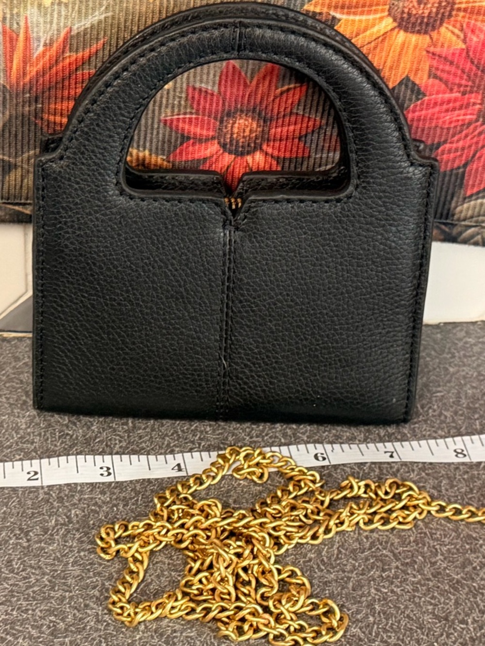 Vince Camuto  Black Mini Leather Crossbody wallet with Gold Chain